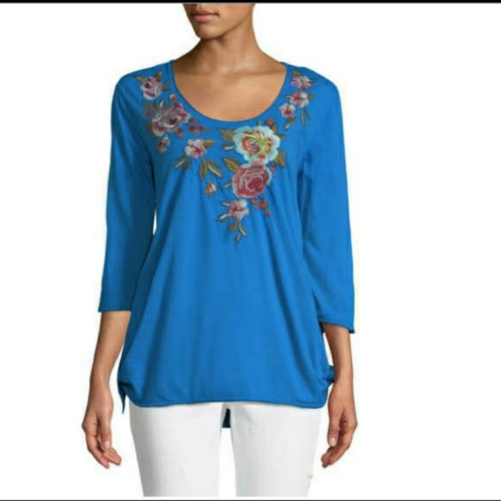 Johnny Was Malui Embroider Trapeze Tee size Large